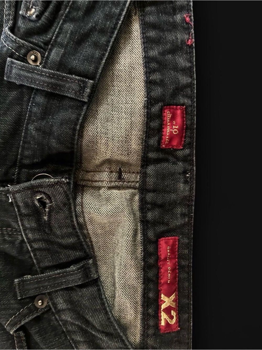 X2 Black Slim Men's Jeans with Red Accents